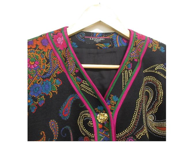 Autre Marque Chaqueta LEONARD de seda sin cuello Negro Multicolor - vista 4