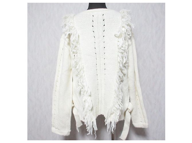 Autre Marque V-Ausschnitt Strickpullover mit Fransen von kei shirahata styling Weiß Aus weiß - Ansicht 2