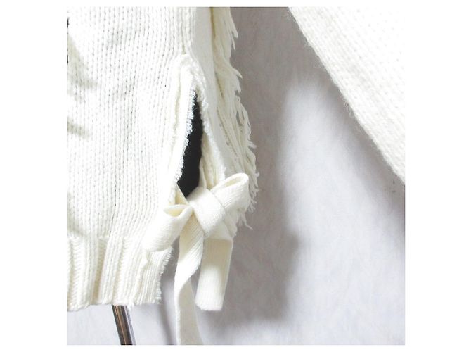 Autre Marque V-Ausschnitt Strickpullover mit Fransen von kei shirahata styling Weiß Aus weiß - Ansicht 5