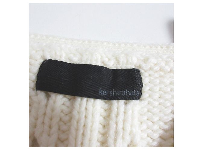 Autre Marque V-Ausschnitt Strickpullover mit Fransen von kei shirahata styling Weiß Aus weiß - Ansicht 6