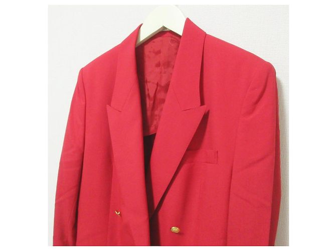 Autre Marque DAKS Doppelreihige Taillierte Jacke Rot - Ansicht 4