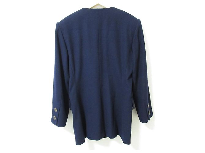Doppeljacke aus Wolle von Yves Saint Laurent Blau Marineblau - Ansicht 2