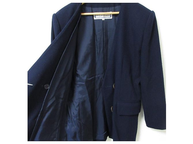 Doppeljacke aus Wolle von Yves Saint Laurent Blau Marineblau - Ansicht 3