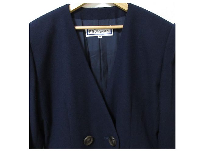 Doppeljacke aus Wolle von Yves Saint Laurent Blau Marineblau - Ansicht 4