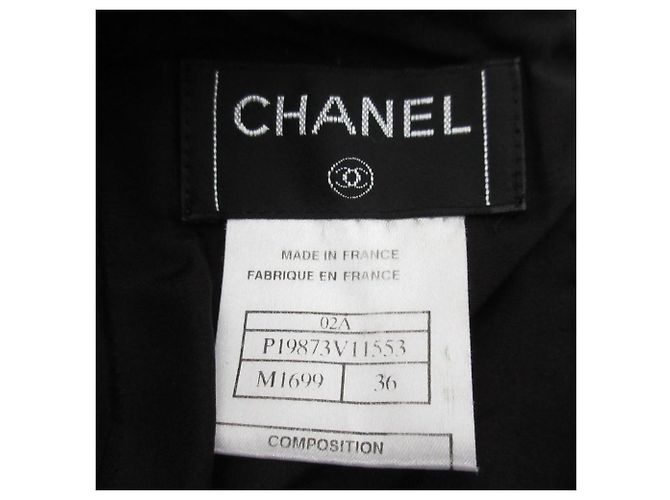 Timeless Falda de tweed Chanel Chevron Coco Mark Negro Plata Blanco - vista 7