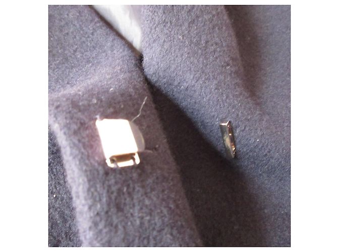 Autre Marque Kurzer Laisse Passe Mantel mit Kapuze aus Pelz Blau Marineblau - Ansicht 8