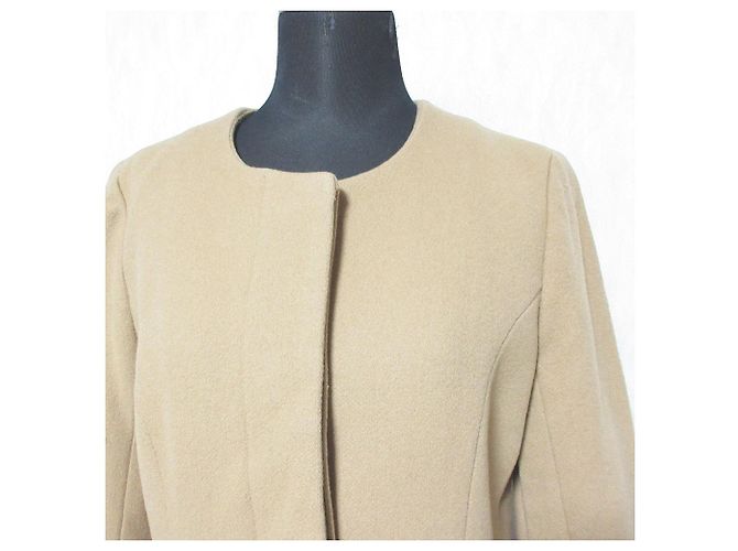 Autre Marque Abrigo sin cuello de lana ESTNATION bis Castaño Camello - vista 4