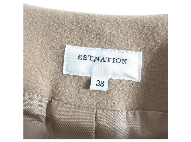 Autre Marque Abrigo sin cuello de lana ESTNATION bis Castaño Camello - vista 7