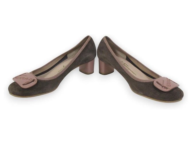 Décolleté a punta tonda Salvatore Ferragamo Marrone - vista 4