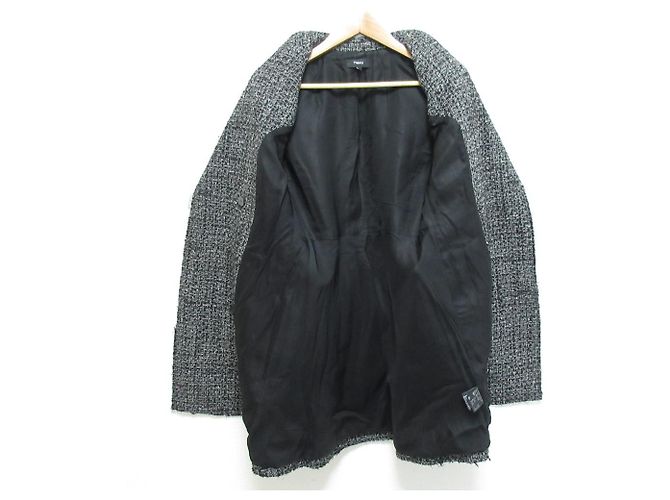 Theory DB BLAZWER DR NOELLE TWEED Wool Blend Double Breasted Jacket Black - view 3