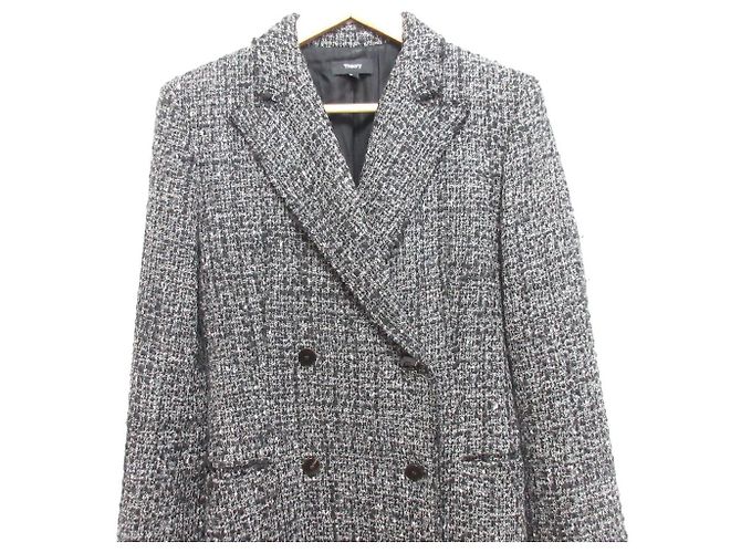 Theory DB BLAZWER DR NOELLE TWEED Wool Blend Double Breasted Jacket Black - view 4