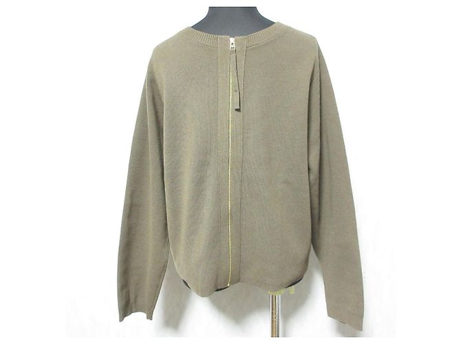 Autre Marque Liesse 2WAY Strickpullover Cardigan aus Milano-Rippstrick Braun - Ansicht 2