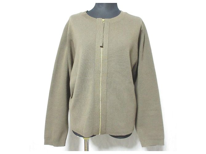 Autre Marque Liesse 2WAY Strickpullover Cardigan aus Milano-Rippstrick Braun - Ansicht 4