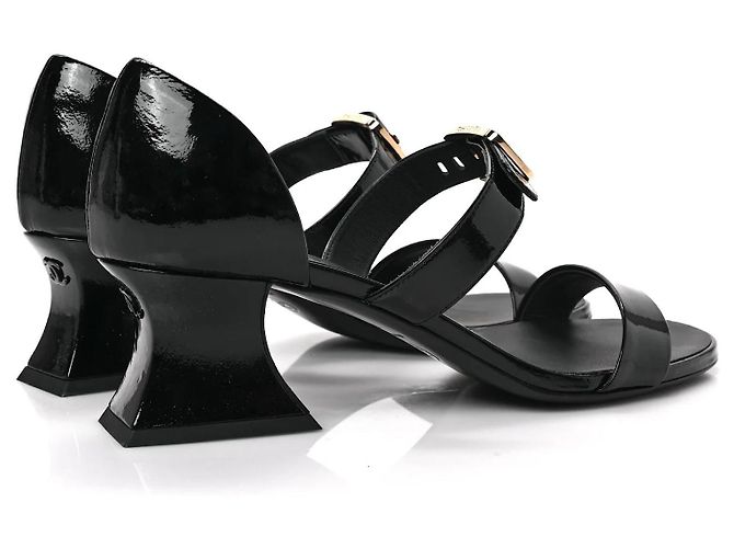 Chanel Lackleder Riemchensandalen Schwarz - Ansicht 2