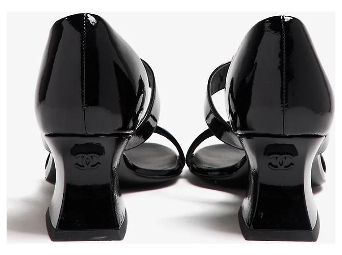 Chanel Lackleder Riemchensandalen Schwarz - Ansicht 4