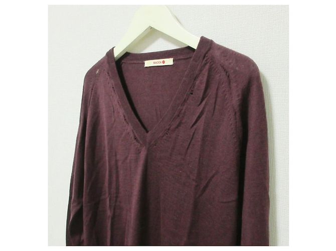 Autre Marque BACCA V-Ausschnitt Wollstrickware Braun Bordeaux - Ansicht 4