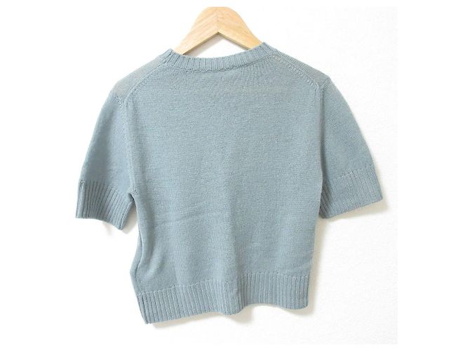Jil Sander Woll-Strickpullover mit kurzen Ärmeln und Cropped-Schnitt Blau - Ansicht 2