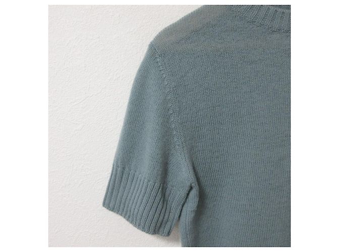 Jil Sander Woll-Strickpullover mit kurzen Ärmeln und Cropped-Schnitt Blau - Ansicht 4