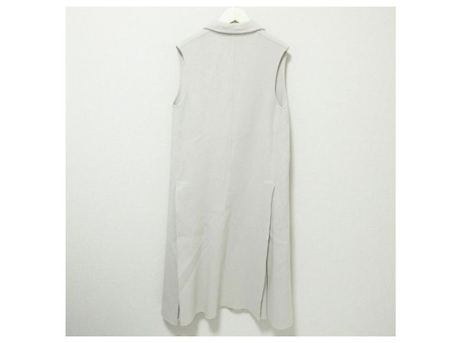 Autre Marque Chaleco largo de lana de doble cara ebure Wool River Beige - vista 2