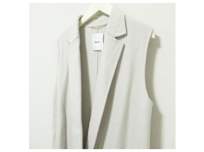 Autre Marque Chaleco largo de lana de doble cara ebure Wool River Beige - vista 3