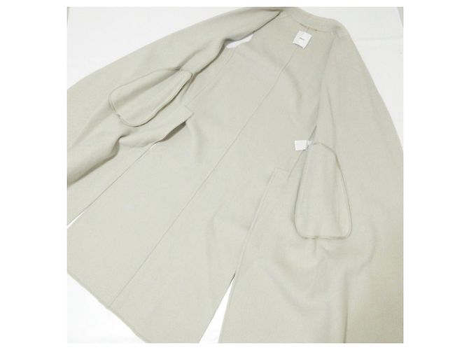 Autre Marque Chaleco largo de lana de doble cara ebure Wool River Beige - vista 4