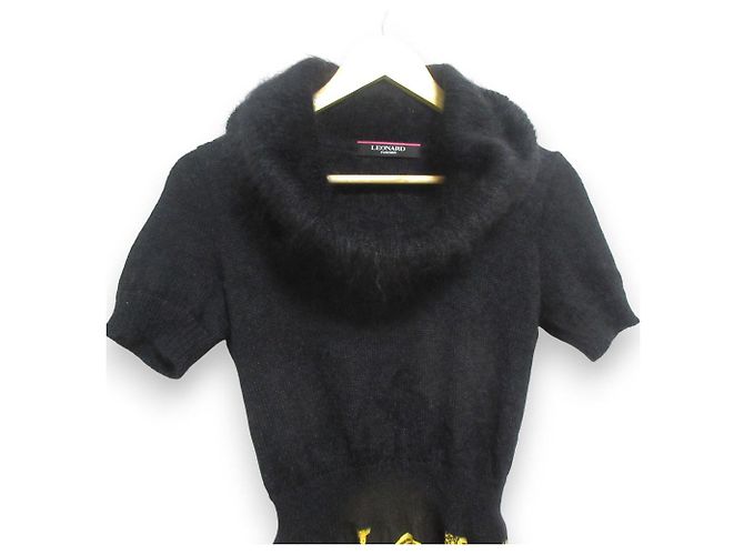 Autre Marque LEONARD Strickkleid mit Kettenprint Schwarz - Ansicht 3