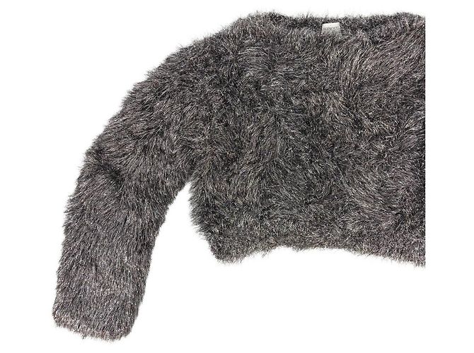 Autre Marque Kurzer Shaggy-Lamé-Strickpullover COLUMN PERMANENT Silber - Ansicht 5