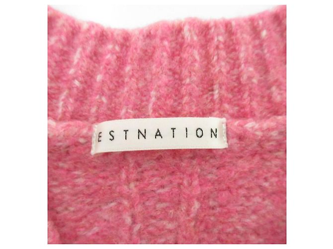 Autre Marque ESTNATION Mix Curve Sleeve V Neck Strickpullover Pink - Ansicht 6