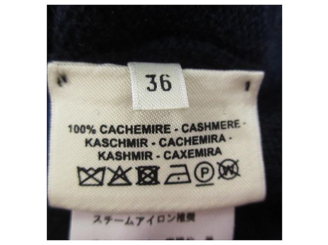 Top de punto de cachemira de manga corta Hermès 36 Azul Azul marino - vista 10