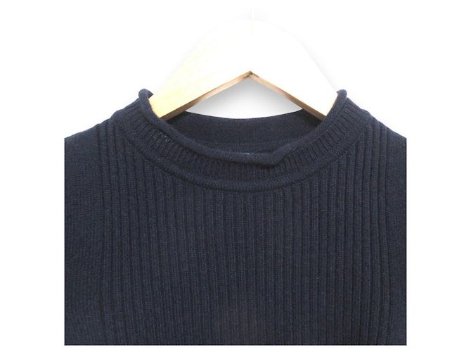 Top de punto de cachemira de manga corta Hermès 36 Azul Azul marino - vista 3