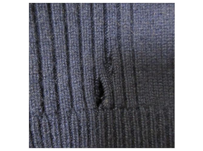 Top de punto de cachemira de manga corta Hermès 36 Azul Azul marino - vista 7
