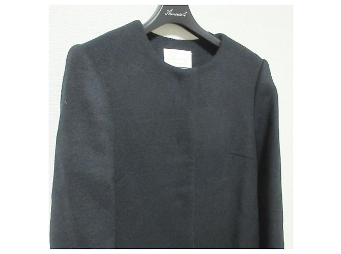 Autre Marque Abrigo largo sin cuello Super170’s Aveniretoile Negro - vista 3