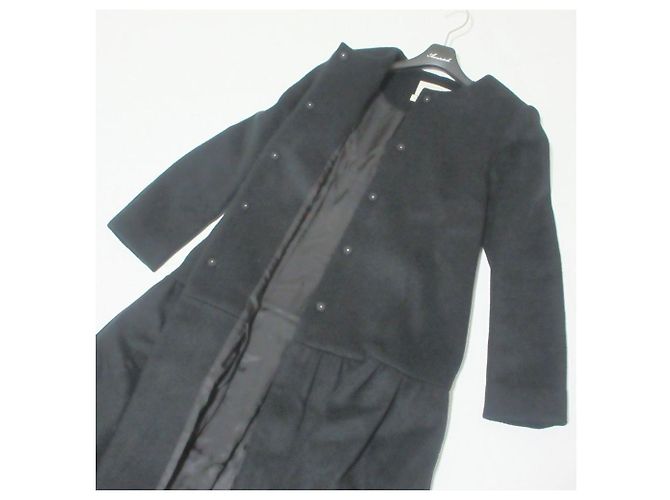 Autre Marque Abrigo largo sin cuello Super170’s Aveniretoile Negro - vista 4