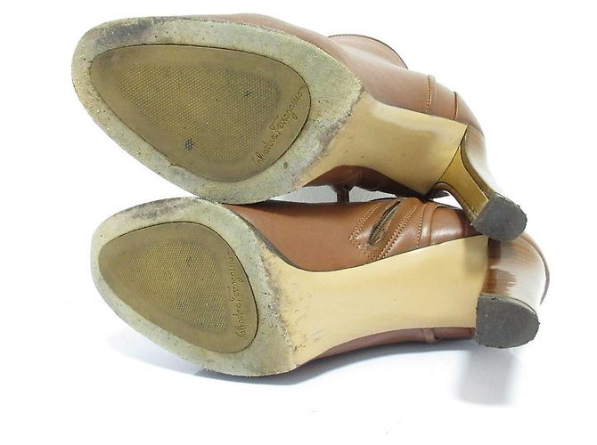 Botines de piel de becerro Salvatore Ferragamo Castaño - vista 5