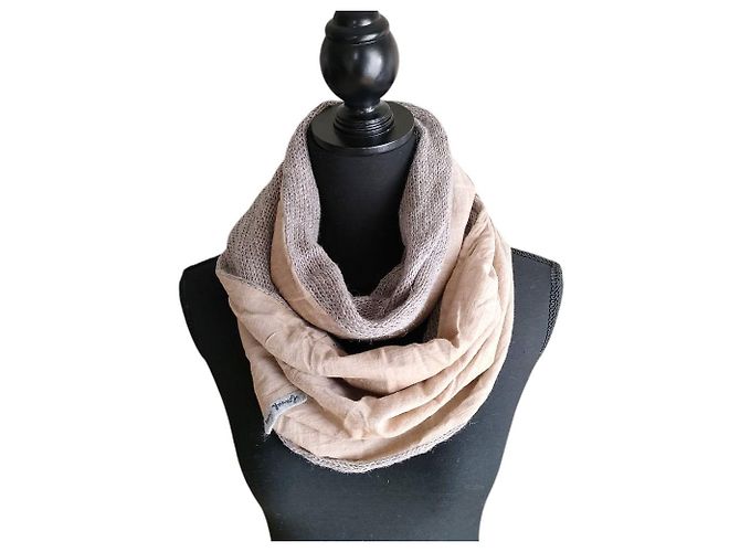 Autre Marque Snood Long French Bull Marrone Beige - vista 7