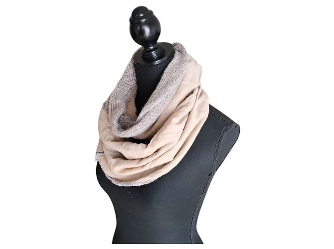 Autre Marque Snood Long French Bull Marrone Beige - vista 8