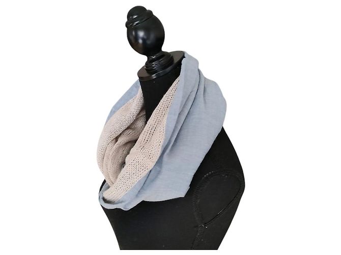Autre Marque Snood lungo French Bull Blu Beige - vista 10