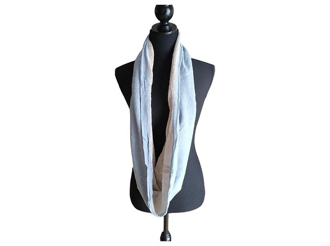 Autre Marque Snood lungo French Bull Blu Beige - vista 8
