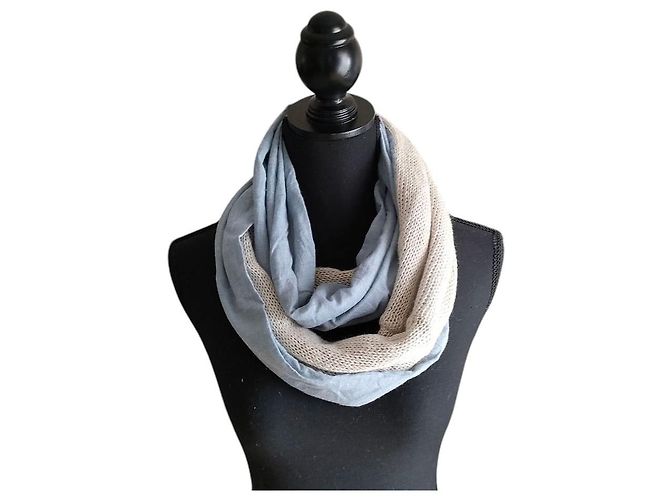 Autre Marque Snood lungo French Bull Blu Beige - vista 9