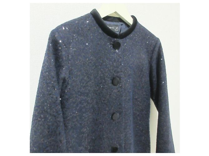 Autre Marque Abrigo sin cuello Spangle agnes b. Azul Azul marino - vista 3