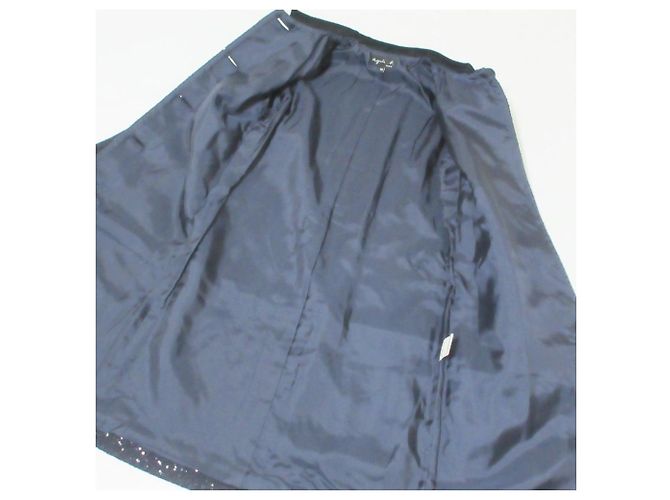 Autre Marque Abrigo sin cuello Spangle agnes b. Azul Azul marino - vista 5