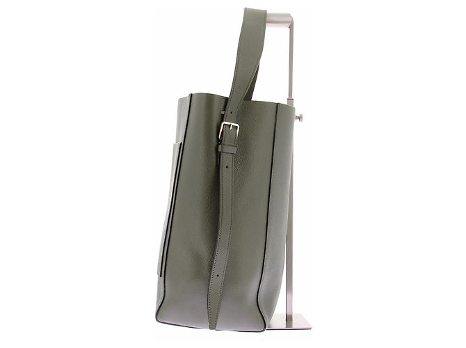 Valextra Borsa tote in pelle kaki Cachi - vista 4