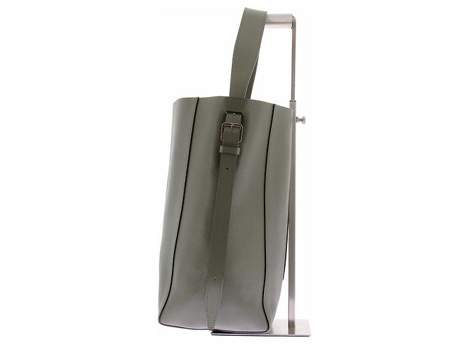 Valextra Borsa tote in pelle kaki Cachi - vista 5
