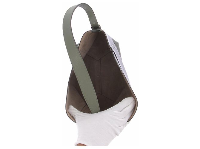 Valextra Borsa tote in pelle kaki Cachi - vista 7