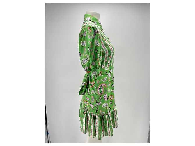 Autre Marque Vestido de algodón estampado verde Hayley Menzies - vista 3