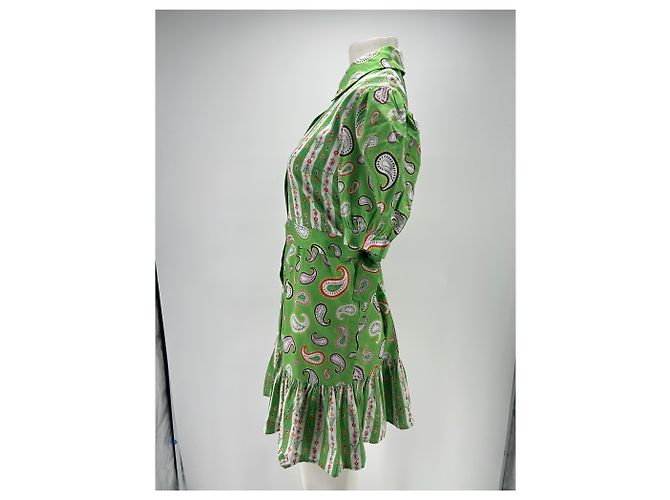 Autre Marque Vestido de algodón estampado verde Hayley Menzies - vista 4