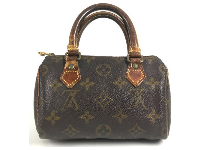 Borsa Louis Vuitton M41534 Monogram Mini Speedy Marrone - vista 2