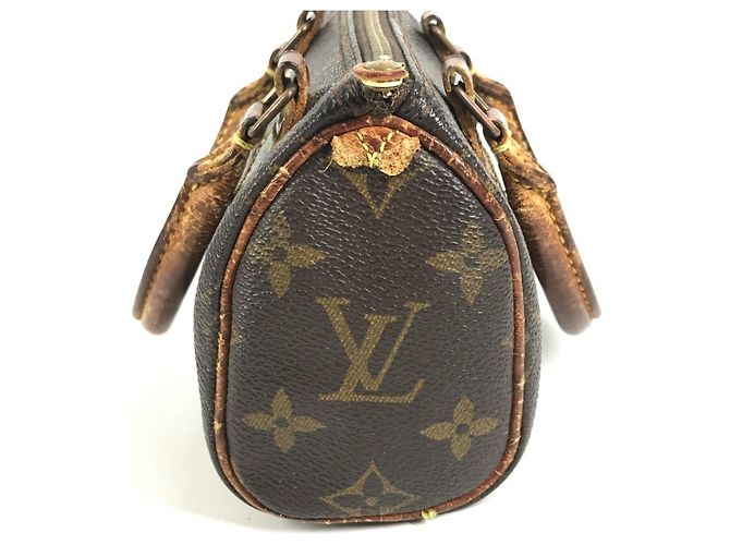 Borsa Louis Vuitton M41534 Monogram Mini Speedy Marrone - vista 3
