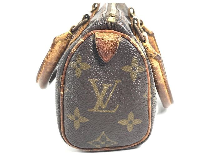 Borsa Louis Vuitton M41534 Monogram Mini Speedy Marrone - vista 4