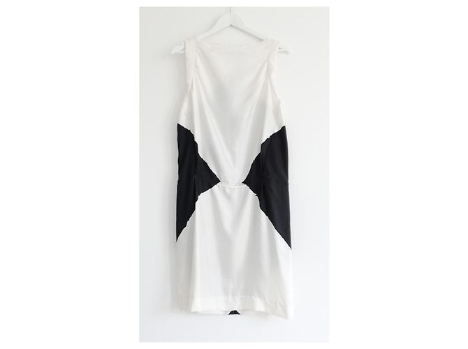 Yves Saint Laurent Vestido de seda estampado Rorschach Stefano Pilati Negro Blanco - vista 2